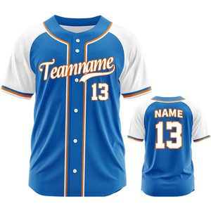 Maillot de baseball brodé avec logo imprimé pour jeunes, sublimation bleu et blanc, entièrement boutonné, vente en gros Wbq66 - Product Image 3