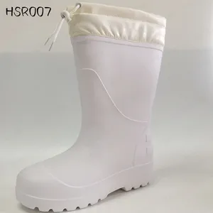 XC,รองเท้าบูทยาวท่อเหล็กสีขาวล้วนพร้อมรองเท้ากันฝนรองเท้าบูทหนาบุผ้าขนสัตว์กันน้ำรองเท้าบูท PVC สำหรับทำเหมือง HSR007