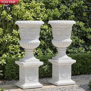 Grand <span class=keywords><strong>pot</strong></span> de fleur en marbre de pierre de jardin de haute qualité - Product Image 1