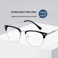 A10002 Gafas Metálicas Vintage con Diseño de Línea de Ceja Plana, Monturas Ópticas Metálicas para Hombre y Mujer