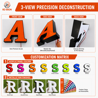 Letras de Señalización LED 3D Personalizadas, Letreros Electrónicos Acrílicos, Señalización Comercial, Letrero para Pizzería, Publicidad Exterior para Restaurantes, IP65