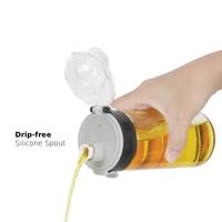 Ensemble de bouteilles de vinaigre d'huile avec pots à épices couvercle à double charnière bec en silicone sans goutte couvercle transparent remplissage facile stockage de recharge