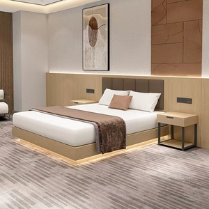 Moderna luce Led King-Size MDF legno camera da letto mobili di alta qualità compensato camera d'albergo appartamento scuola soggiorno arredi - Product Image 3