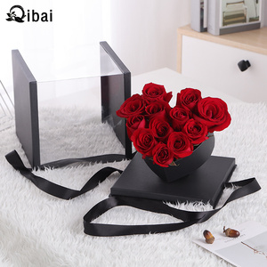 Qibai Nouvelle Boîte à Fleurs Transparente Coréenne avec Poignée, Boîte d'Emballage Florale en PVC avec Fenêtre, Boîte Cadeau pour la Fête des Mères avec Ruban - Product Image 2