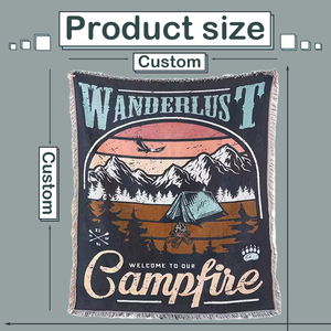 Mới Đến Tùy Chỉnh Thiết Kế Polyester Cotton Phim Hoạt Hình Phim Hoạt Hình Mô Hình Dệt Tấm Thảm Ném Chăn Với Tua - Product Image 2