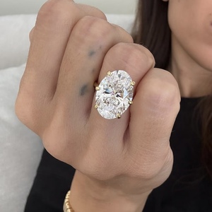 ANSTER personalizado 18K oro sólido corte ovalado Color 3ct 6ct 8ct IGI Lab Grown Diamond <span class=keywords><strong>Ring</strong></span> VVS2 Lab diamante anillo de compromiso Mujer - Product Image 2