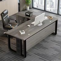 Bureau de direction moderne et minimaliste avec armoire latérale et serrure, en bois, résistant aux taches et à la saleté
