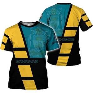T-shirt pour homme en gros, style drapeau des Bahamas, rayures diagonales et couleurs superposées, dernière collection 2026, Jour de l'indépendance des Bahamas - Product Image 3