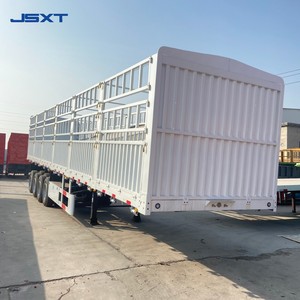 Semirremolque de Acero de <span class=keywords><strong>Segunda</strong></span> <span class=keywords><strong>Mano</strong></span> de <span class=keywords><strong>4</strong></span> <span class=keywords><strong>Ejes</strong></span> y 16 Ruedas, Remolque de Carga Completo con Barra de Tracción y Pared Lateral, Capacidad de Carga Máxima de 50T - Product Image 2