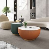 Ensemble table basse de centre de thé en forme de bol en marbre de luxe italien pour petit appartement salon table à thé design