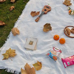 Tapis de pique-nique compact et léger, style bohème, blanc, pour le camping en plein air, la randonnée, la plage, la tente, lavable en machine, couverture épaisse pour les pique-niques - Product Image 4