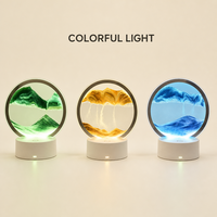 Lampe de table ronde à peinture sable, veilleuse LED colorée avec interrupteur tactile en verre, décoration de chevet, cadeau de Noël, vente en gros OEM