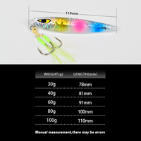 Toplure nouveau arrivé 30g 40g 60g 80g 100g leurre de pêche en métal à peau rapide lumineux avec leurre de pêche au crochet d'assistance UV