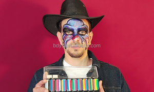 À Base d'eau Non Toxique <span class=keywords><strong>Professionnel</strong></span> 10 Couleur Arc-En-Ciel <span class=keywords><strong>Palette</strong></span> <span class=keywords><strong>de</strong></span> <span class=keywords><strong>Peinture</strong></span> pour le Visage Avec Brosse Et Pochoir - Product Image 2