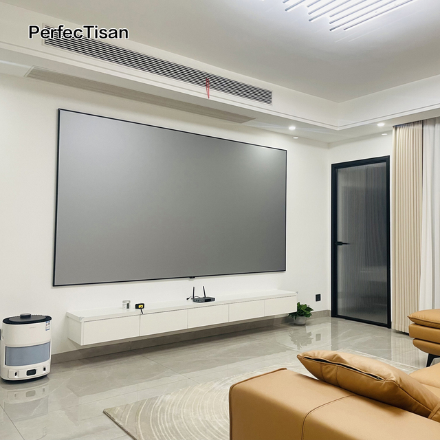 PerfecTisan 4k Projector Screen Black Diamond HD Home Cinema ALR Ambient Light Wall Mounted Projection Screen for Long Throw