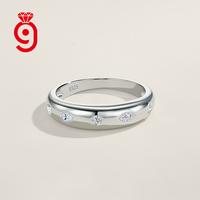 Bague ajustable en argent sterling S925 avec serti clos, pierres de moissanite rondes et marquises, pour mariage et usage quotidien