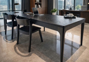 Chaise de salle à manger SINTERIOR en onyx noir, dossier incurvé en bois de caoutchouc massif, siège ergonomique en bois pour cuisine, assise latérale haut de gamme - Product Image 6