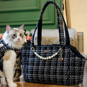 Borsa da Viaggio di Lusso in Tweed per Cani e Gatti di Design per Cuccioli e Gattini - Product Image 3