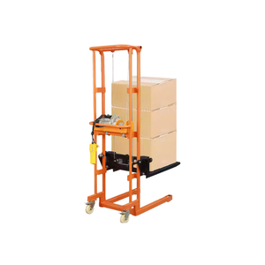 מלגזה ידנית ניידת עם גלגלי PU, כושר נשיאה 500 ק\\\"ג, כלי הרמה והורדה הידראולי ידני לאתר בנייה, להובלת מטענים - Product Image 2