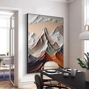 Custom Wholesale 3D Textured Impasto Mountain Landscape Painting in Earthy Tones <b>Framed</b> Wall Art Handmade <b>Large</b> Oil Painting - Product Image 4