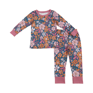 Pijamas con estampado de flores para niñas, trajes de otoño, venta al por mayor, boutique para niños pequeños, moda para niños, ropa para Hermanos, ropa para bebés - Product Image 1