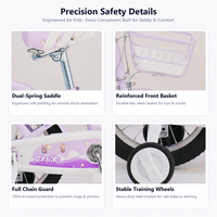Nouveau style, vélo pour filles en acier à haute teneur en carbone, rose et violet, 12'', 14'', 16'', 18'', vélo pour enfants, cyclisme en plein air