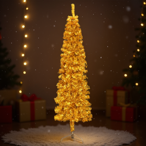 ต้นคริสต์มาสประดิษฐ์สีทองทรงเพรียวบาง 7 ฟุต พร้อมขาตั้ง ตกแต่งภายในอย่างสวยงาม - Product Image 2