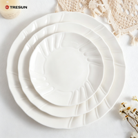 Service de table en céramique blanche TRESUN, rond, embossé, design classique de luxe, passe au lave-vaisselle, durable, pour mariage