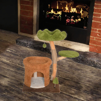 Arbre à chat multifonction Kinghon Wood avec maison intégrée, poteaux en sisal, bois naturel, design luxueux, pour chats de grande taille