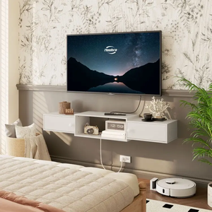 Mesa de consola de televisión flotante, gabinete multimedia, Unidad de centro de entretenimiento, soporte de TV, mesa de madera - Product Image 5