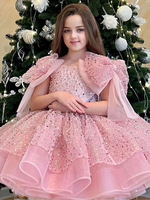 Robe de princesse de haute couture en tulle fleuri couleur bonbon, style conte de fées, avec traîne, pour mariage, anniversaire ou fête, de qualité supérieure