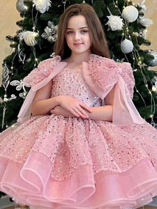 Vestido <span class=keywords><strong>de</strong></span> Fiesta <span class=keywords><strong>de</strong></span> Princesa para Niña, Estilo Cuento <span class=keywords><strong>de</strong></span> Hadas, Color Caramelo, Tul con Flores, <span class=keywords><strong>Alta</strong></span> <span class=keywords><strong>Costura</strong></span>, <span class=keywords><strong>Alta</strong></span> Calidad, para Boda o Cumpleaños, con Cola - Product Image 2