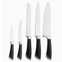 Ensemble de couteaux de cuisine à manche forgé avec bloc de couteaux en bois 6PCS