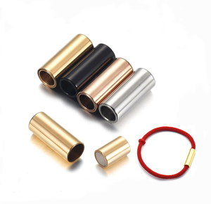 Tube cylindrique rond en acier inoxydable fermoir magnétique connecteurs de boucle entretoise <span class=keywords><strong>pour</strong></span> cordon cuir collier <span class=keywords><strong>fermeture</strong></span> - Product Image 1