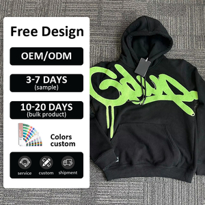 Tùy chỉnh Puff in hoodie 500gsm logo cổ điển axit rửa hoodie cho nam giới thời trang dạo phố nhà sản xuất thiết kế người đàn ông hoodie Áo nỉ - Product Image 2