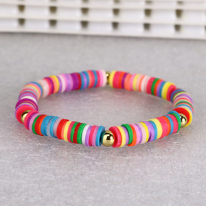 BP1006 di Prova Dei Monili <span class=keywords><strong>Arcobaleno</strong></span> Della Boemia Africano Del Vinile Dischi Del Polimero Disco Heishi Perline <span class=keywords><strong>Braccialetti</strong></span> Elastici - Product Image 6