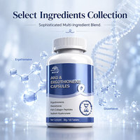 Capsules d'Ergothionéine AKG personnalisées en usine, longévité cellulaire, anti-âge, PQQ, Spermidine, Glutathion, Resvératrol, Collagène, OEM, ODM