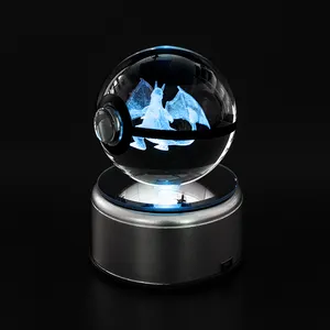 Bola de cristal de Pokémon harizard, juguete de bola de Pokémon grabado con láser 3D, K9