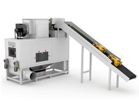Machine robotique de déballage de sacs avec alimentation automatique des sacs et compression des sacs usagés