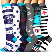Chaussettes de compression respirantes pour infirmières, échantillon gratuit personnalisé, chaussettes de sport à compression, chaussettes à logo personnalisé