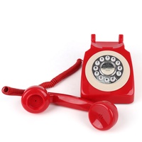 Téléphone fixe filaire rétro rouge à boutons analogiques PSTN pour la maison, l'hôtel, le bureau