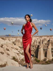 Ruolai BD018 Sexy abiti da sera in raso <span class=keywords><strong>rosso</strong></span> sirenetta con scollo all'americana drappeggiato 2025 semplici abiti da damigella d'onore - Product Image 6