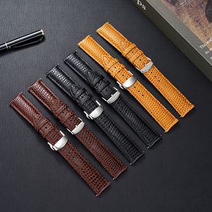 Bracelet de montre en cuir grainé de lézard de qualité supérieure avec <span class=keywords><strong>boucle</strong></span> papillon en acier inoxydable, bracelet de remplacement doux et respirant pour hommes et femmes - Product Image 1