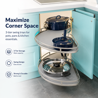 Plateau pivotant TKK pour coin de cuisine, panier coulissant multifonctionnel en forme de soucoupe volante pour rangement d'armoires de cuisine