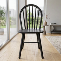 Chaises de salle à manger en bois d'hévéa pas chères, chaise Windsor en bois avec dossier à tiges pour cuisine, îlot ou mobilier de maison de style campagnard