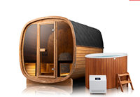 Baignoire froide autoportante en bois massif pour 1 personne avec refroidisseur, design moderne pour villa, hôtel, spa