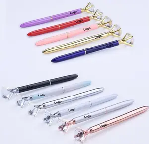 diamond warna pena Suppliers-2020 Hadiah Pena Baru Emas Mawar Kustom Warna Logam Ballpoint Pena Electroplating Berlian Ballpoint Pen