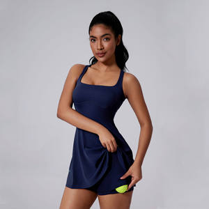 Hochwertiges und hochfestes Tennis kleid Aushöhltes modisches Tennis kleid mit Shorts Großhandel Tennis röcke für Frauen - Product Image 2