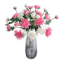 Bunga Dahlia Sutra Modern 3 Tangkai Berkualitas Tinggi Xiyue, Warna Putih Mekar Penuh 65cm, untuk Dekorasi Rumah, Komersial, dan DIY Floral