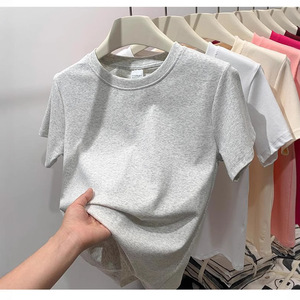 Camiseta <span class=keywords><strong>de</strong></span> Verano para Mujer, Talla Grande, Estilo Casual, Ajustada, <span class=keywords><strong>de</strong></span> Algodón y Elastano, Color Sólido, para <span class=keywords><strong>Chicas</strong></span> Curvy, Estilo <span class=keywords><strong>Instagram</strong></span> - Product Image 3